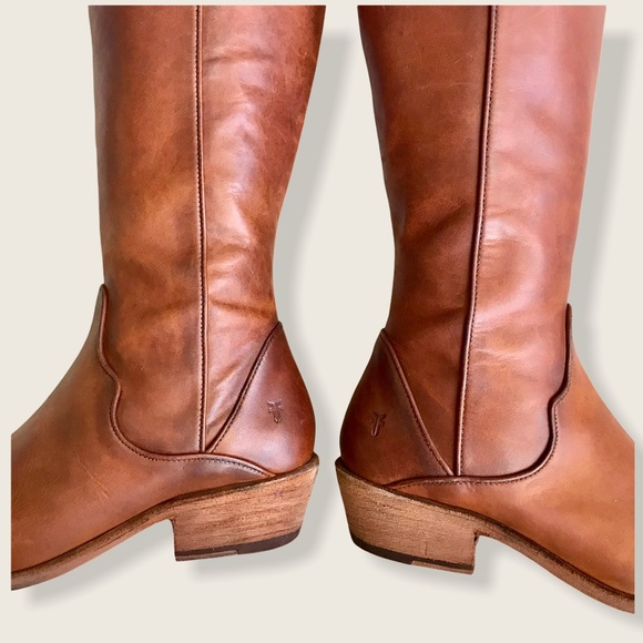 Frye Carson Piping Cognac Leather Tall Casual Boot - Picture 13 of 15